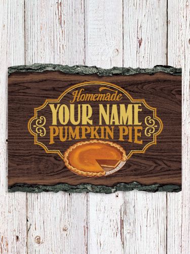 Pumpkin Pie : Faux Sliced Log Plaque