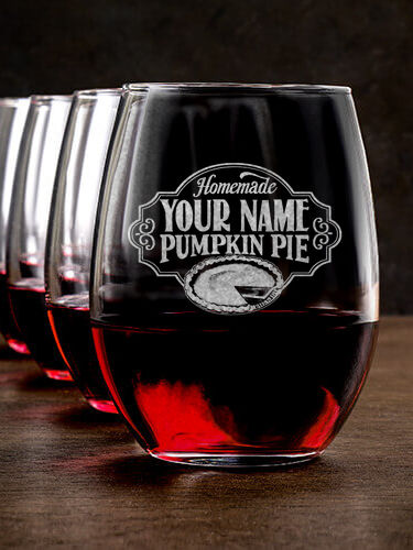 Pumpkin Pie : Stemless Wine Glasses - Engraved