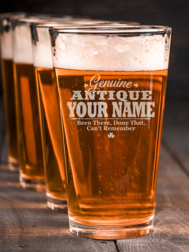Genuine Irish Antique : Pint Glasses - Engraved