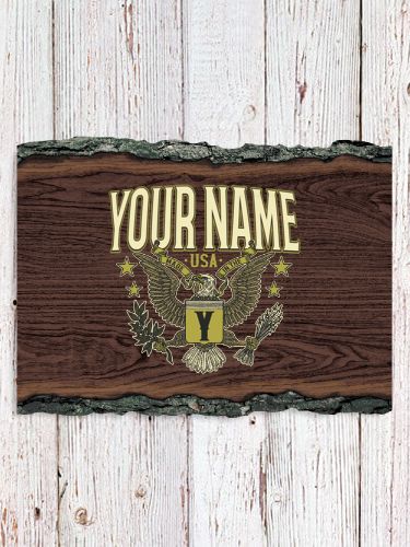 Eagle Monogram : Faux Sliced Log Plaque