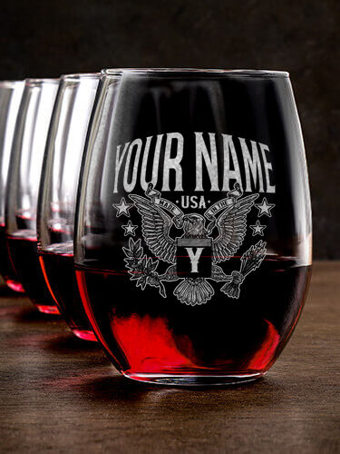 Eagle Monogram : Stemless Wine Glasses - Engraved