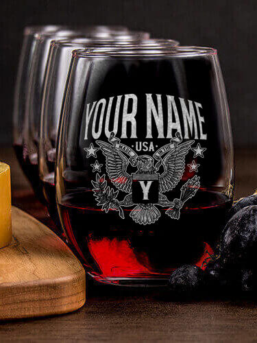 Eagle Monogram : Cheese Board Wine Glass Gift Sets - Engraved
