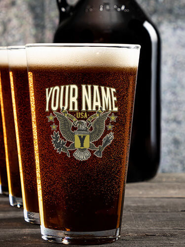 Eagle Monogram : Growler Pint Glass Gift Sets - Color Printed