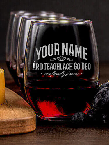 Family Forever : Cheese Board Wine Glass Gift Sets - Engraved