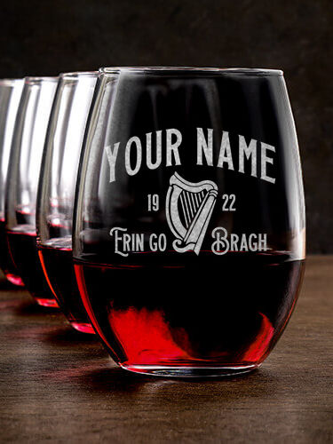 Erin Go Bragh : Stemless Wine Glasses - Engraved