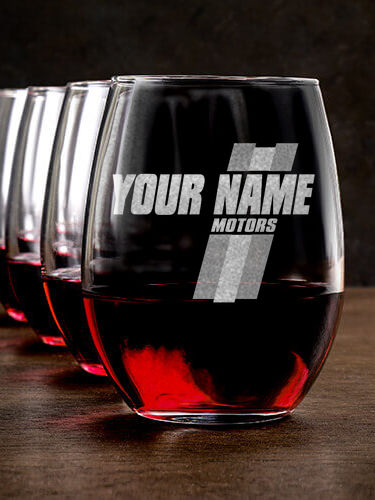 Vintage Motors : Stemless Wine Glasses - Engraved