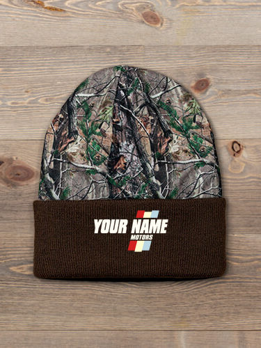 Vintage Motors : Embroidered 2-Tone Camo Cuffed Beanie