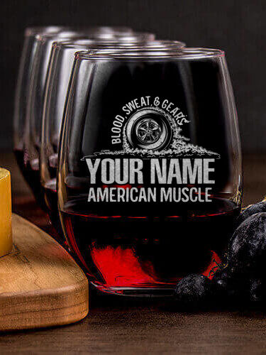 American Muscle : Cheese Board Wine Glass Gift Sets - Engraved
