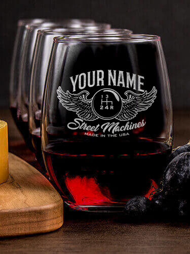 Street Machines : Cheese Board Wine Glass Gift Sets - Engraved