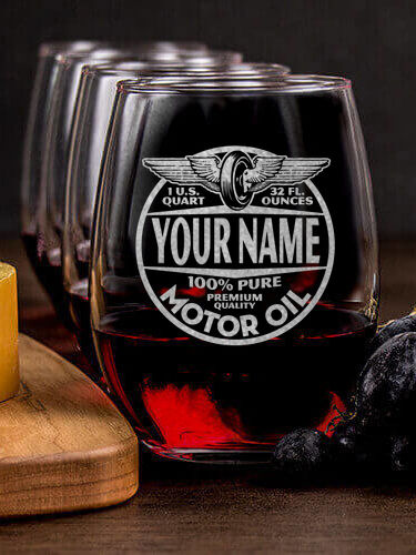 Motor Oil : Cheese Board Wine Glass Gift Sets - Engraved