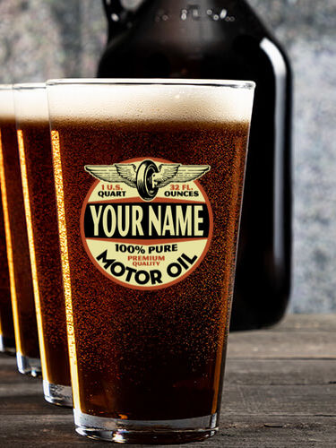 Motor Oil : Growler Pint Glass Gift Sets - Color Printed