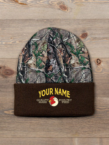 Poultry Feed : Embroidered 2-Tone Camo Cuffed Beanie