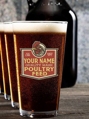 Poultry Feed : Growler Pint Glass Gift Sets - Color Printed