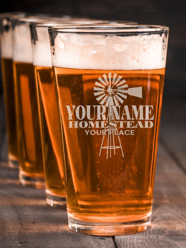 Homestead : Pint Glasses - Engraved