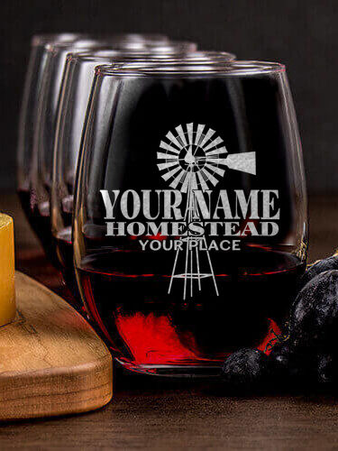 Homestead : Cheese Board Wine Glass Gift Sets - Engraved