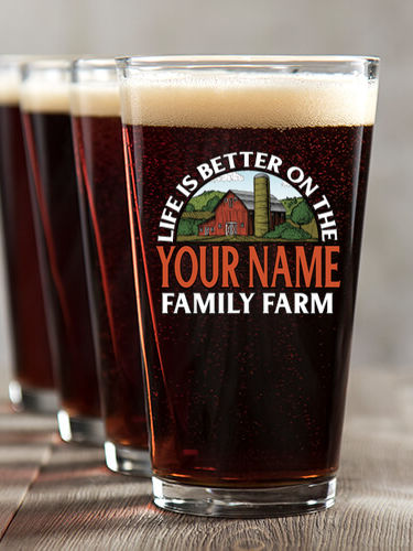 Life Is Better Farm : Pint Glasses - Color Printed