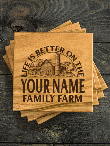 Life Is Better Farm : Coasters - Engraved