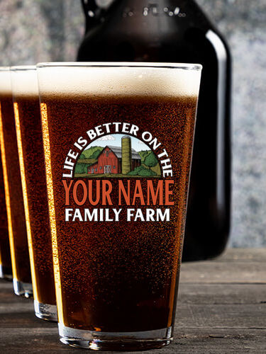 Life Is Better Farm : Growler Pint Glass Gift Sets - Color Printed