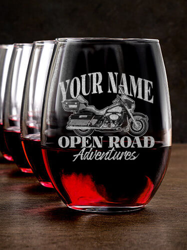 Open Road : Stemless Wine Glasses - Engraved