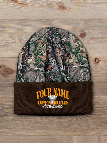 Open Road : Embroidered 2-Tone Camo Cuffed Beanie