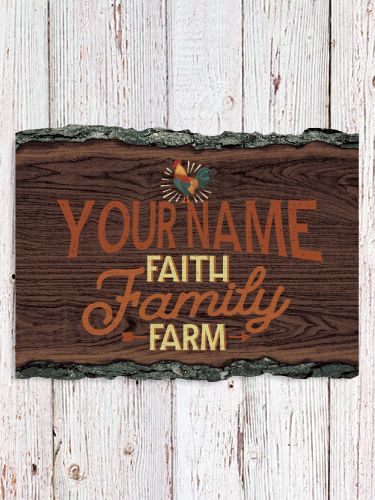 Faith Family Farm : Faux Sliced Log Plaque