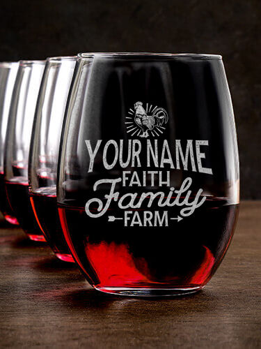Faith Family Farm : Stemless Wine Glasses - Engraved