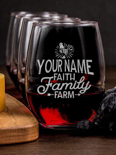 Faith Family Farm : Cheese Board Wine Glass Gift Sets - Engraved
