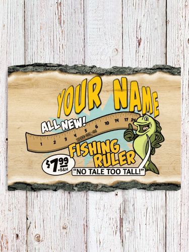 Fishing Ruler : Faux Sliced Log Plaque