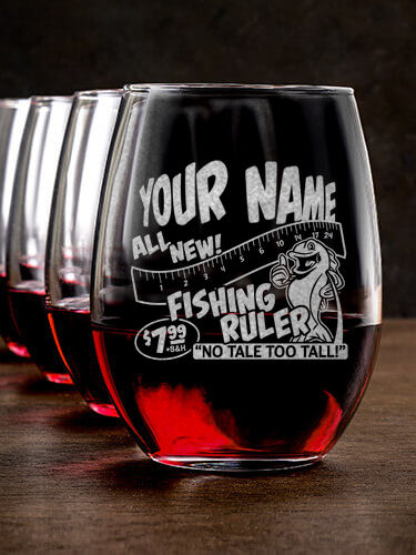 Fishing Ruler : Stemless Wine Glasses - Engraved