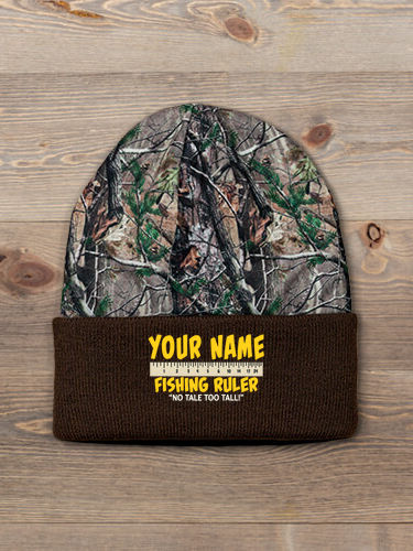 Fishing Ruler : Embroidered 2-Tone Camo Cuffed Beanie