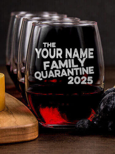 Family Quarantine : Cheese Board Wine Glass Gift Sets - Engraved