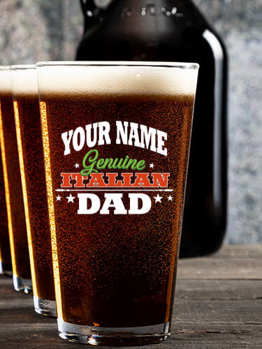 Italian Dad : Growler Pint Glass Gift Sets - Color Printed