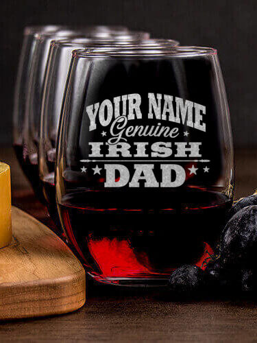 Irish Dad : Cheese Board Wine Glass Gift Sets - Engraved