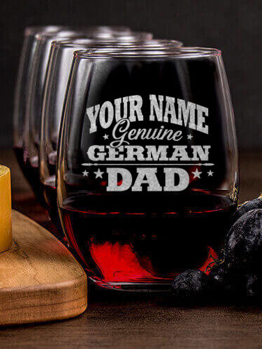German Dad : Cheese Board Wine Glass Gift Sets - Engraved