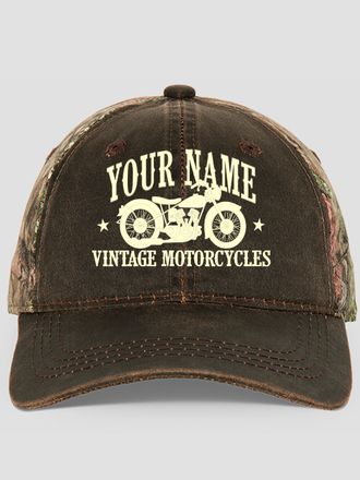 Vintage Motorcycles : Embroidered 2-Tone Camo Hats