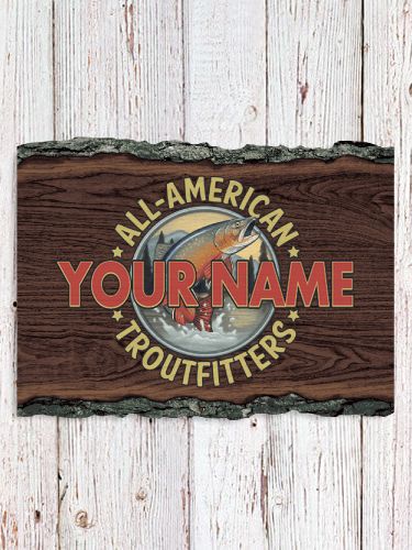 Troutfitters : Faux Sliced Log Plaque