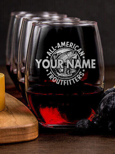 Troutfitters : Cheese Board Wine Glass Gift Sets - Engraved