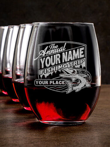 Fishing Trip : Stemless Wine Glasses - Engraved