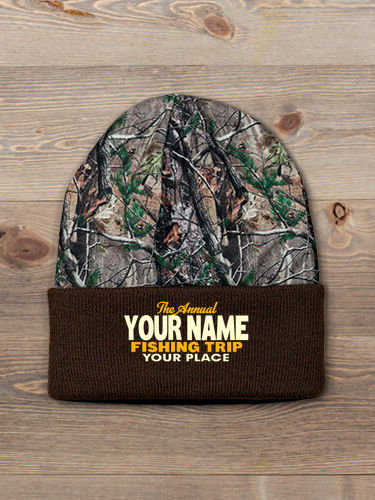Fishing Trip : Embroidered 2-Tone Camo Cuffed Beanie
