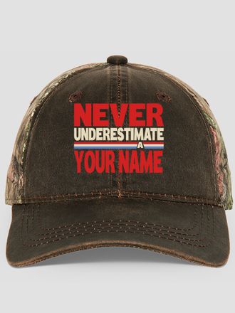 Never Underestimate : Embroidered 2-Tone Camo Hats