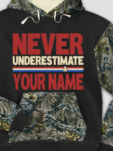 Never Underestimate : Printed 2-Tone Camo Hoodies