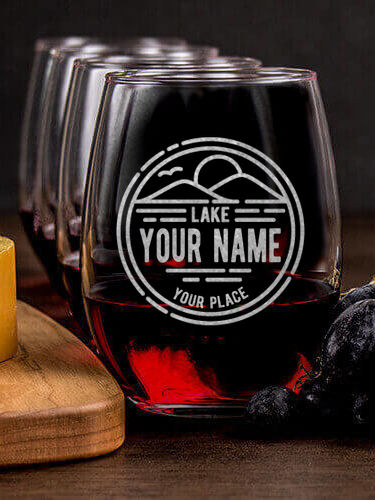 Vintage Lake : Cheese Board Wine Glass Gift Sets - Engraved