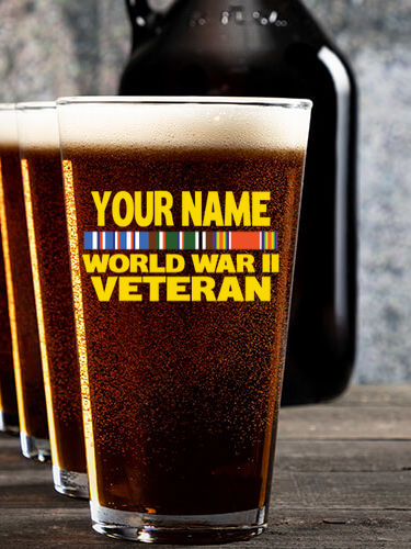 WW2 European Veteran : Growler Pint Glass Gift Sets - Color Printed