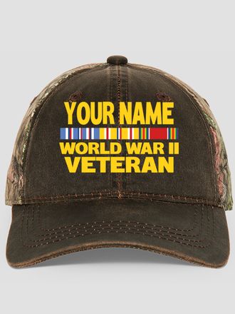 WW2 Pacific Veteran : Embroidered 2-Tone Camo Hats