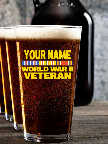 WW2 Pacific Veteran : Growler Pint Glass Gift Sets - Color Printed