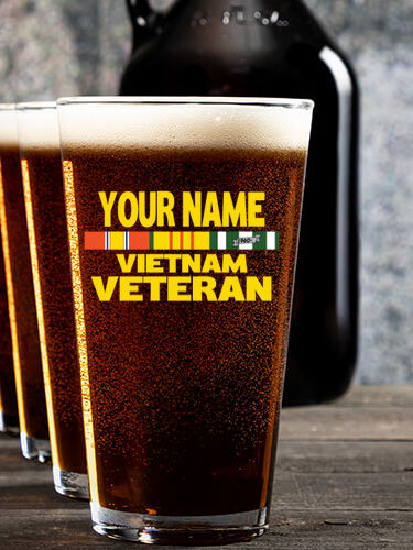 Vietnam Veteran : Growler Pint Glass Gift Sets - Color Printed