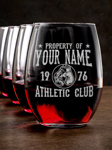 Athletic Club : Stemless Wine Glasses - Engraved