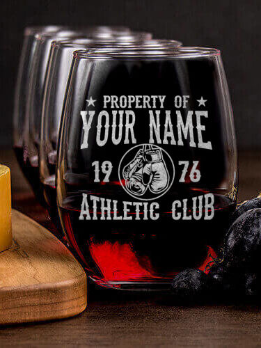 Athletic Club : Cheese Board Wine Glass Gift Sets - Engraved