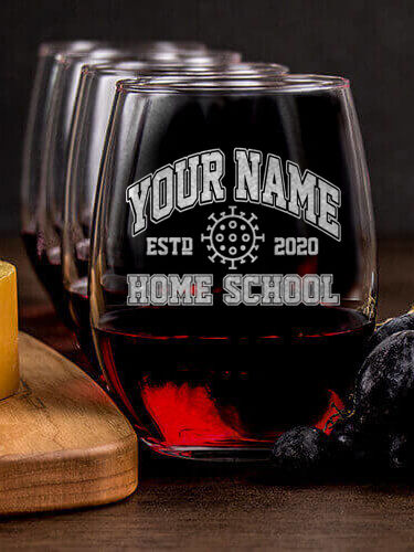 Homeschool 2020 : Cheese Board Wine Glass Gift Sets - Engraved