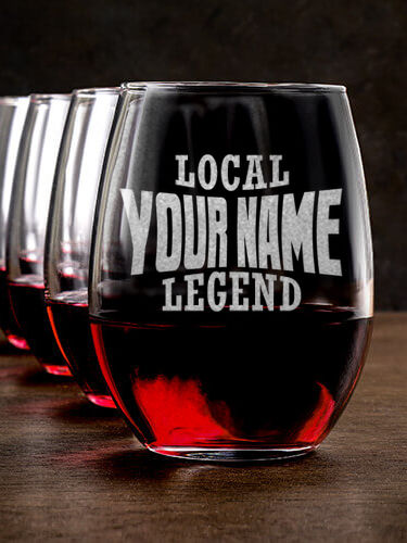 Local Legend : Stemless Wine Glasses - Engraved